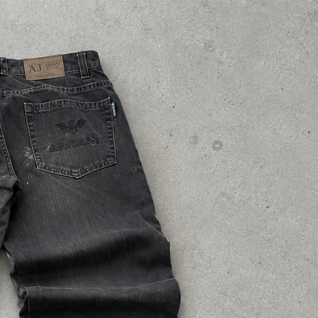 Y2K Armani Jeans Bootcut Jeans Black Rare Stitched Logo (W33 | DE 48)