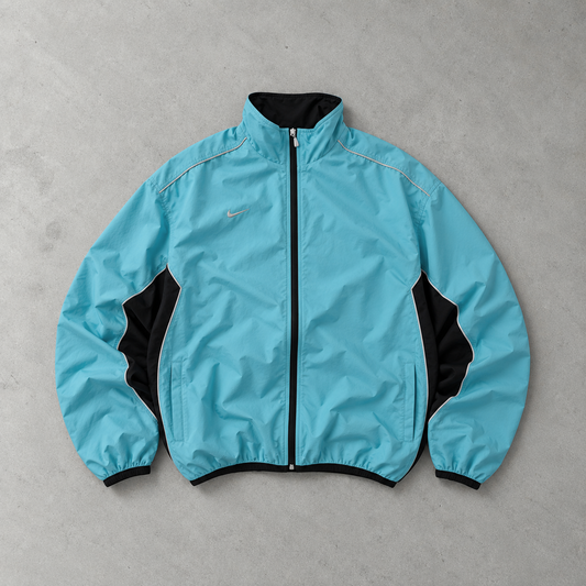 Y2K Nike Windbreaker Türkis, Schwarz Limited Stitched Logo (M)