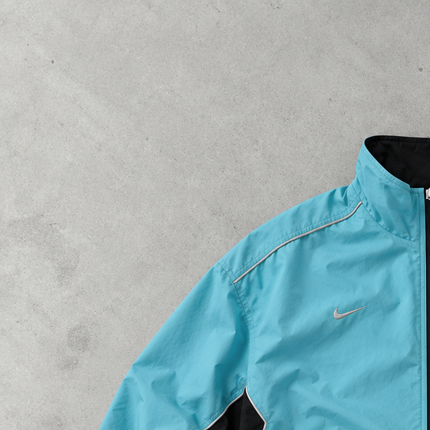 Y2K Nike Windbreaker Türkis, Schwarz Limited Stitched Logo (M)