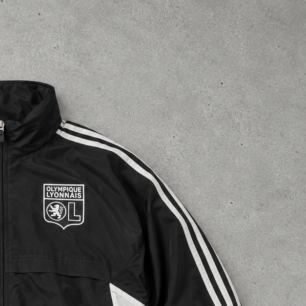 Olympique Lyonnais Adidas Track Jacket Black Limited (L) Stitched Logo