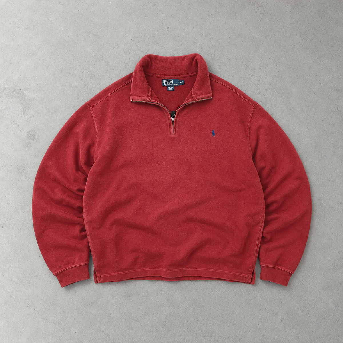 Polo Ralph Lauren Half-Zip Sweater Burgunderrot Rare (XXL) Stitched Logo