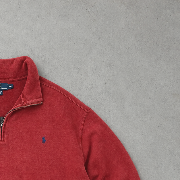 Polo Ralph Lauren Half-Zip Sweater Burgunderrot Rare (XXL) Stitched Logo