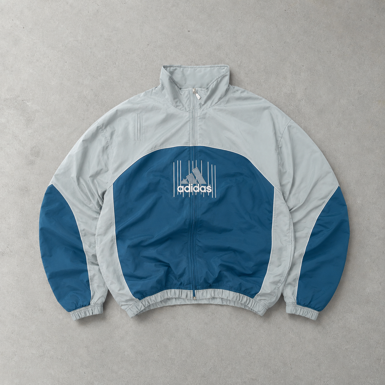 90s Y2K Adidas Windbreaker Blau, Hellblau Rare (Size L)
