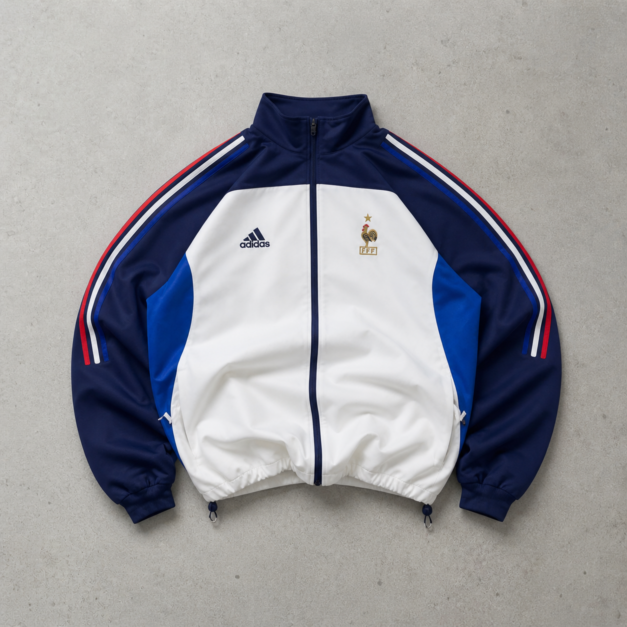 Adidas Jacket Weiß, Blau Rare (L) Stitched Logo
