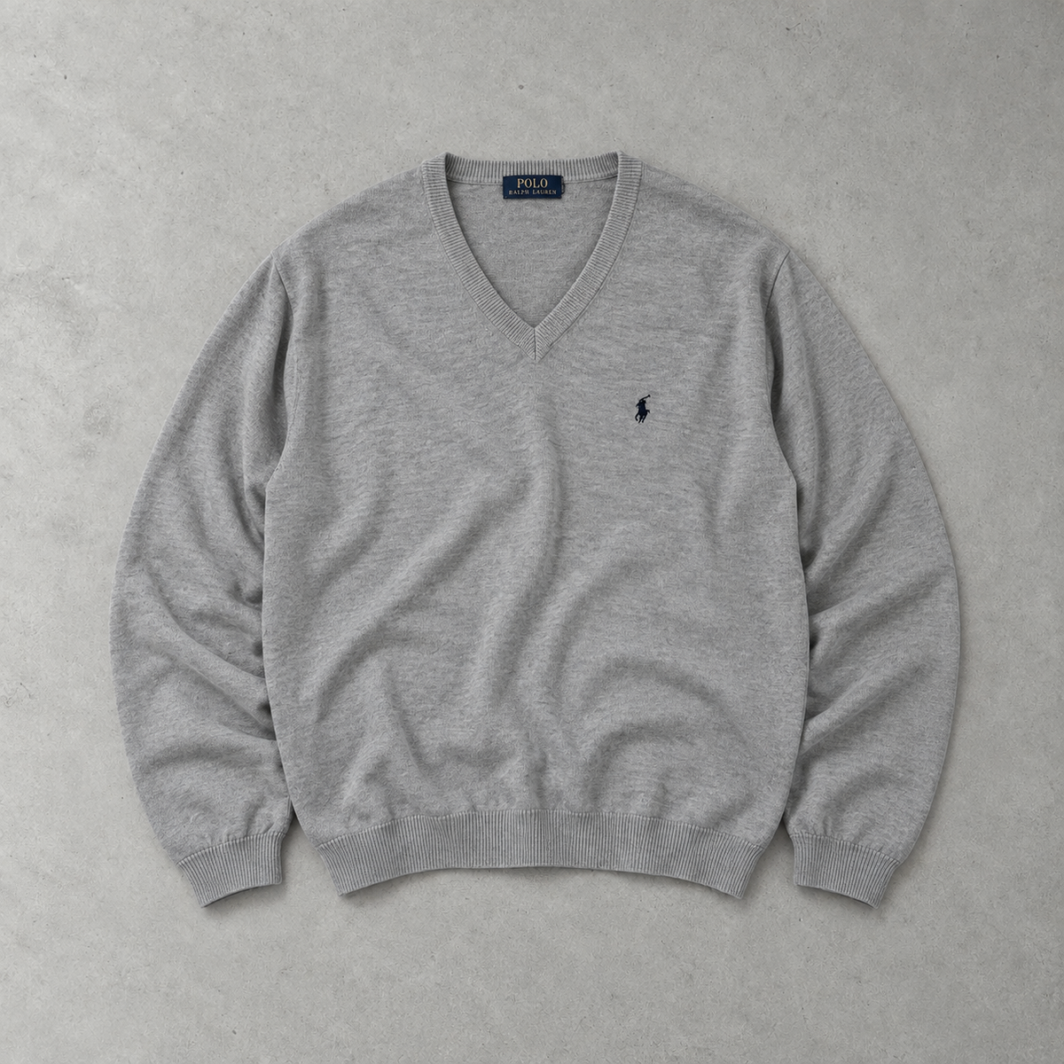 Ralph Lauren Sweater Grau Rare (XL) Stitched Logo