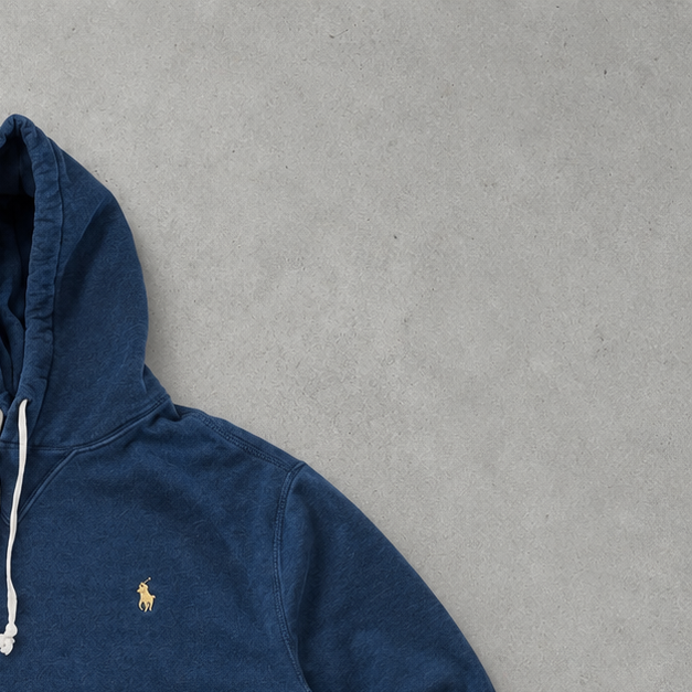 Ralph Lauren Hoodie Marineblau Stitched Logo Rare (M)