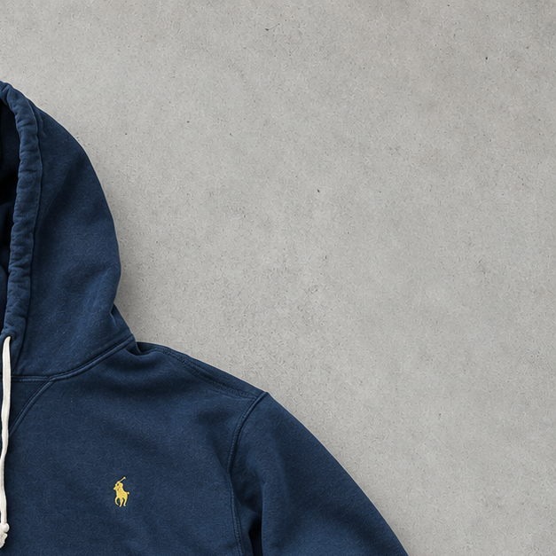 Ralph Lauren Hoodie Marineblau Stitched Logo Rare (M)
