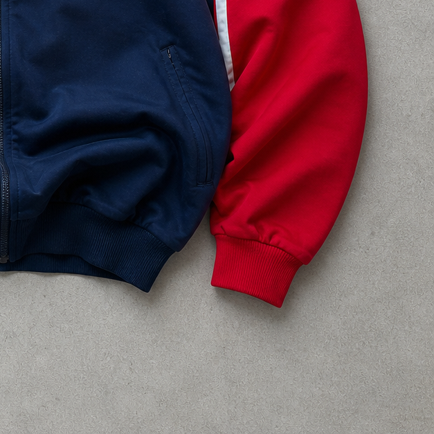 90s Adidas Jacket Rot, Marineblau Rare (L) Stitched Logo