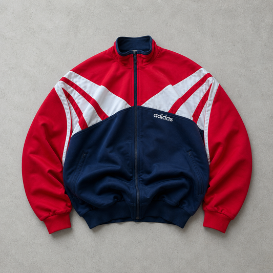 90s Adidas Jacket Rot, Marineblau Rare (L) Stitched Logo