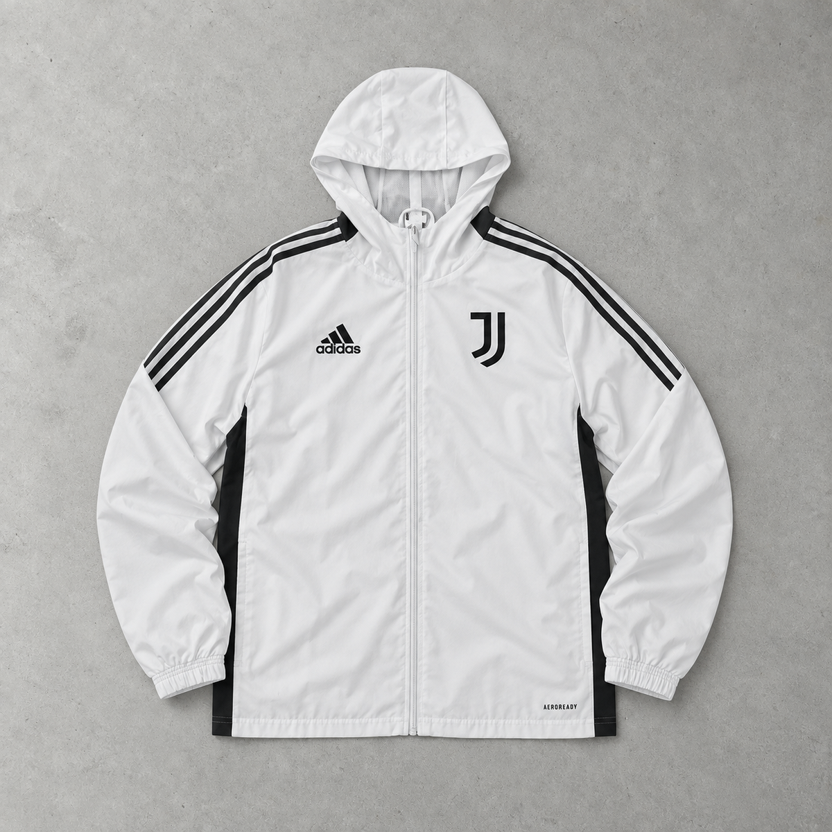 Juventus Adidas Rain Jacket White / Black Rare (L)