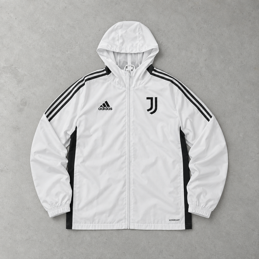 Juventus Adidas Rain Jacket White / Black Rare (L)