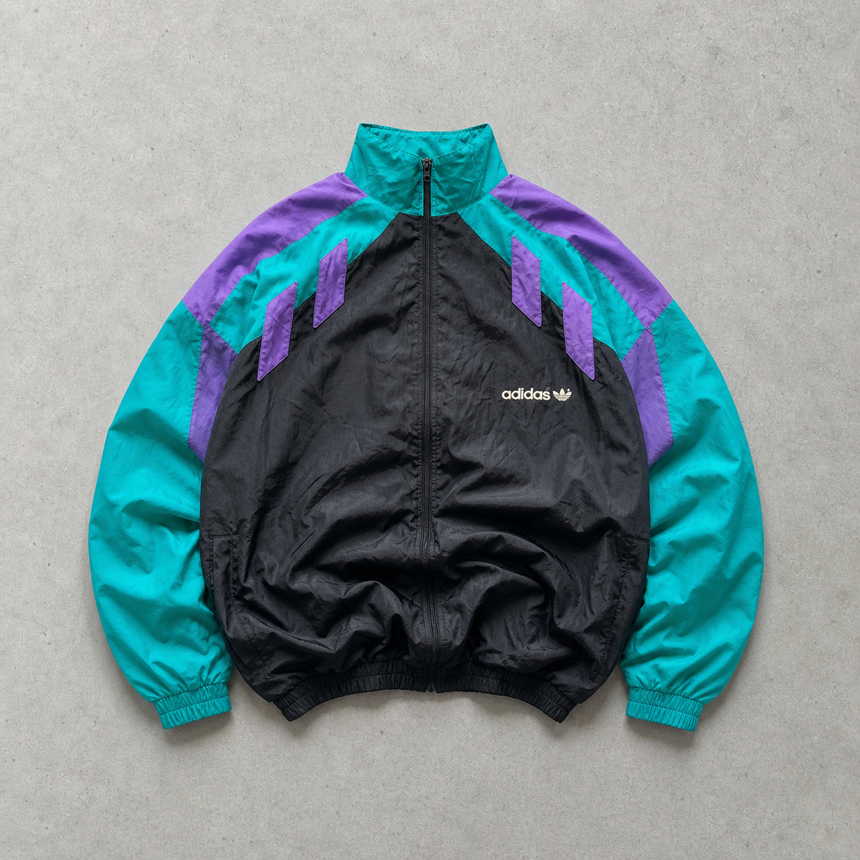 Adidas Windbreaker Schwarz, Grün Rare (L) Stitched Logo