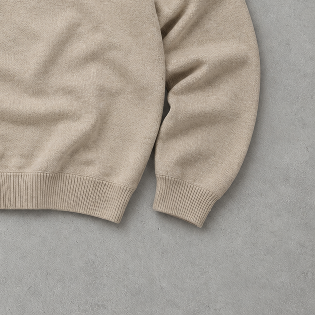 Ralph Lauren Half-Zip Sweater Beige Rare (XL) Stitched Logo