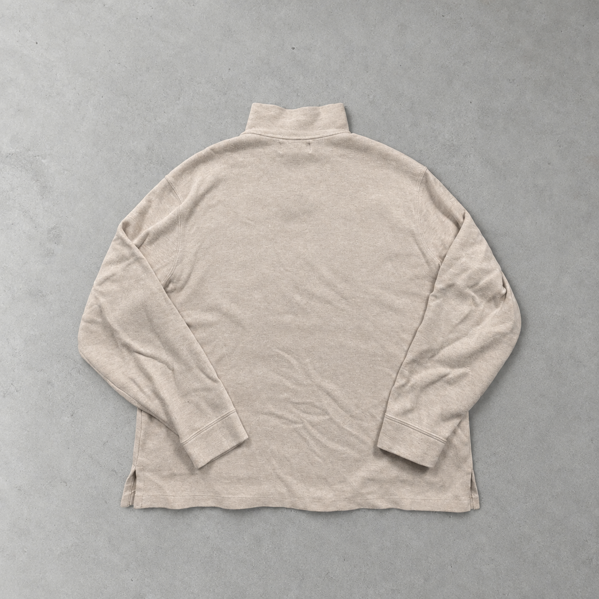 Ralph Lauren Half-Zip Sweater Beige Rare (XL) Stitched Logo