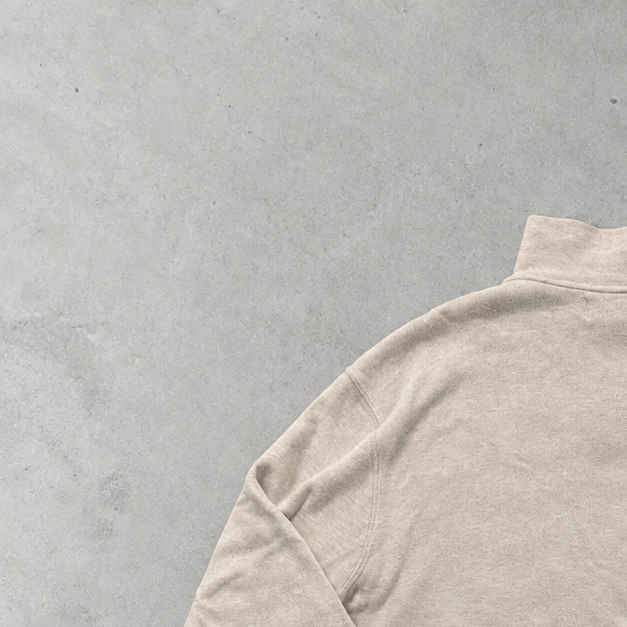 Ralph Lauren Half-Zip Sweater Beige Rare (XL) Stitched Logo