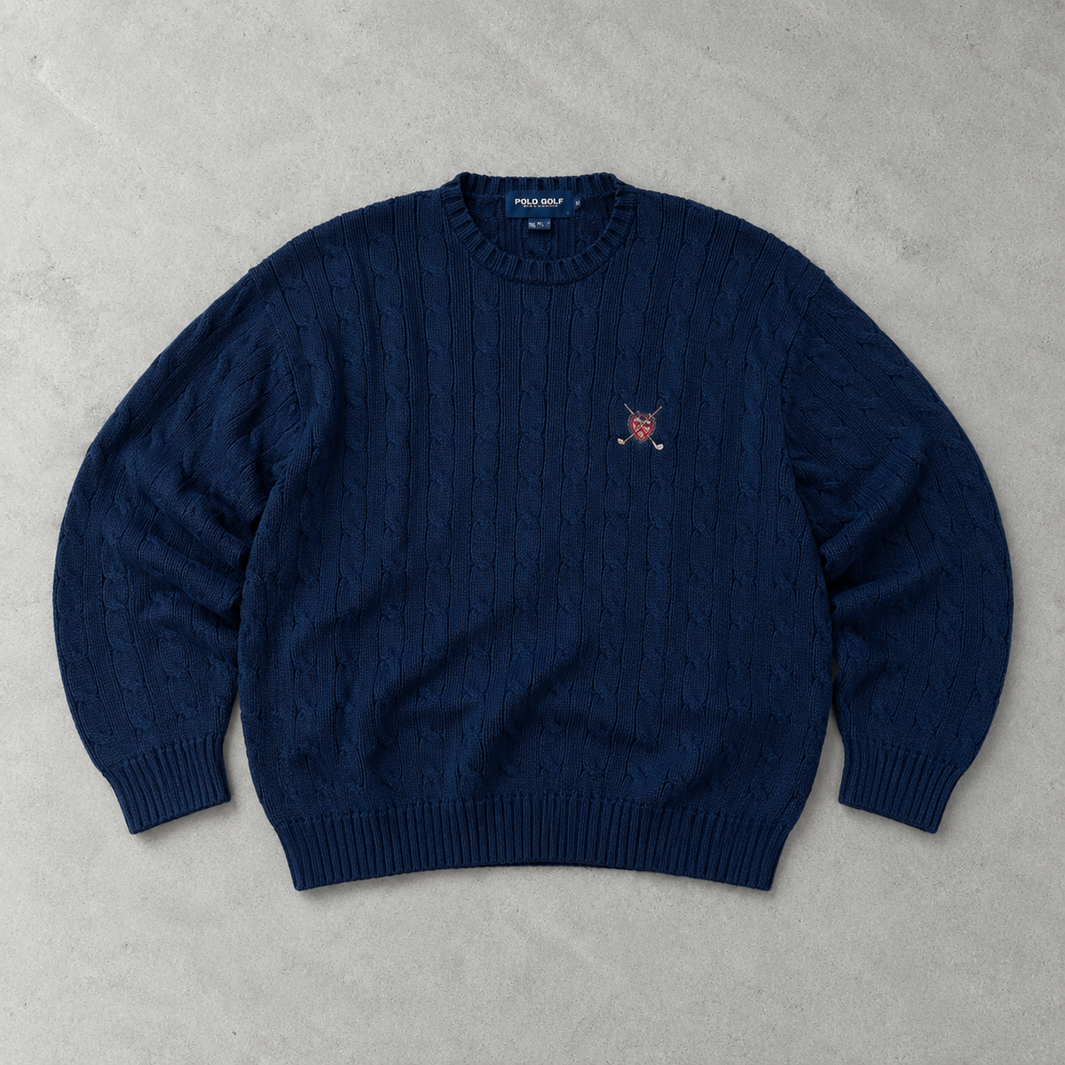 Ralph Lauren Sweater Marineblau Stitched Logo Rare (XL)