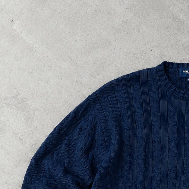 Ralph Lauren Sweater Marineblau Stitched Logo Rare (XL)