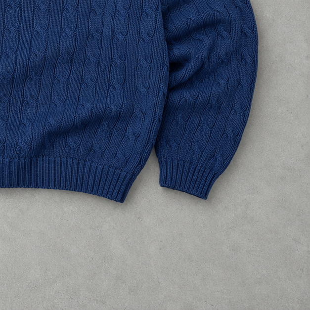 Ralph Lauren Sweater Marineblau Stitched Logo Rare (XL)