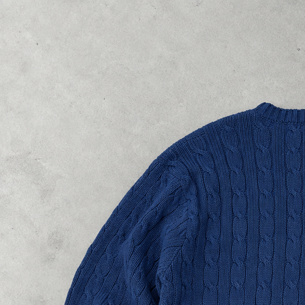 Ralph Lauren Sweater Marineblau Stitched Logo Rare (XL)