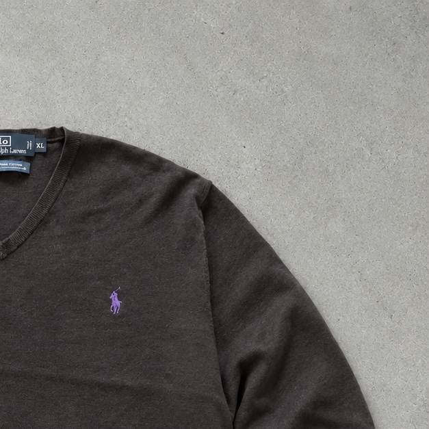 Y2K Ralph Lauren Sweater Schwarz Stitched Logo Rare (XL)