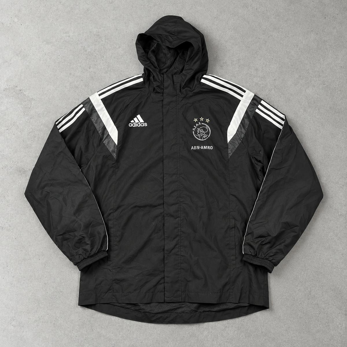 Ajax Adidas Rain Jacket Black Rare (L) Stitched Logo