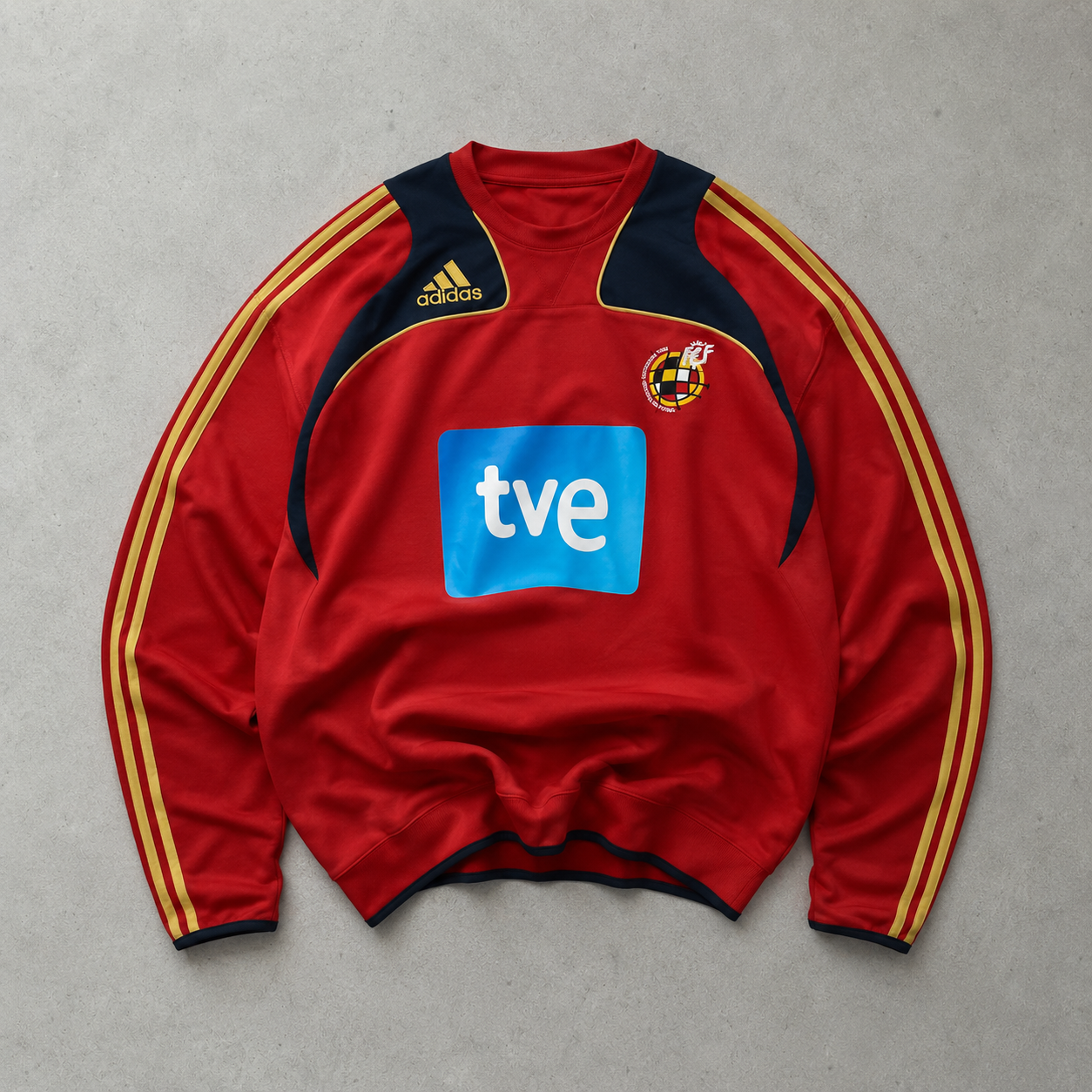 Spain Football 2007 Adidas Jersey Rot, Burgunderrot Rare (L) Stitched Logo