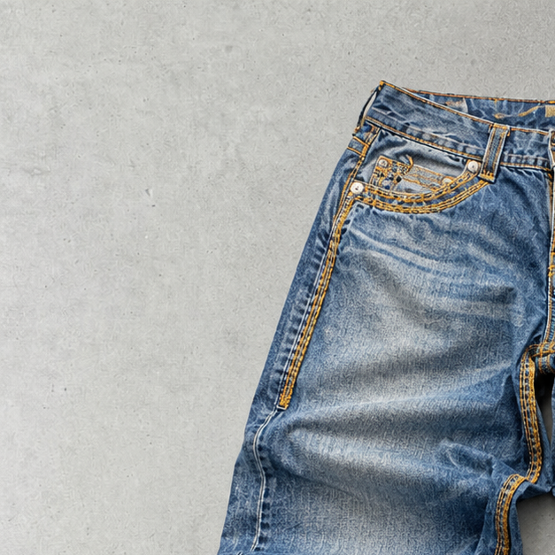 Y2K True Religion Jeans Blau, Gold Limited (XS)