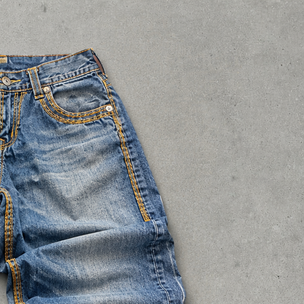Y2K True Religion Jeans Blau, Gold Limited (XS)