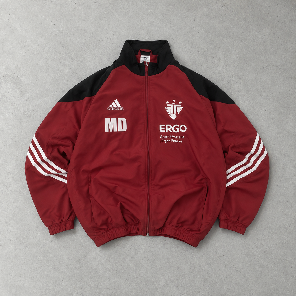 Y2K Adidas Windbreaker Schwarz / Rot Selten (L) Gesticktes Logo
