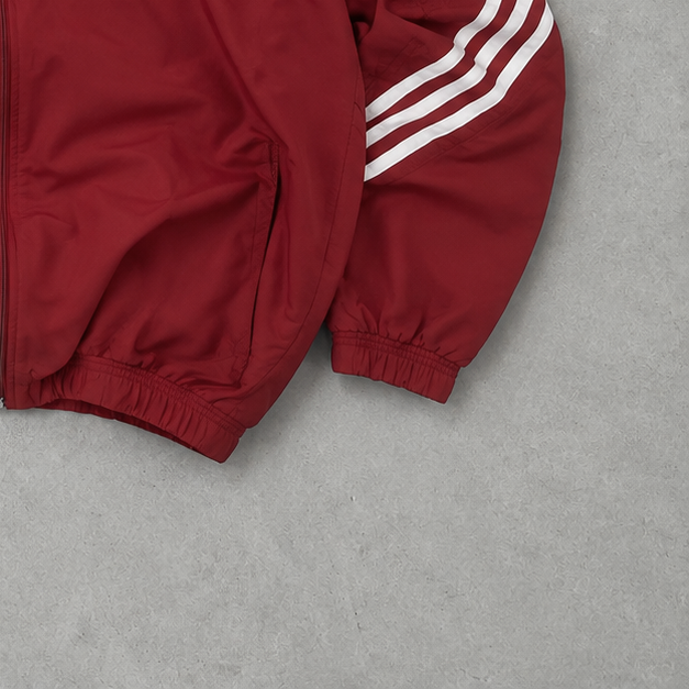 Y2K Adidas Windbreaker Schwarz / Rot Selten (L) Gesticktes Logo