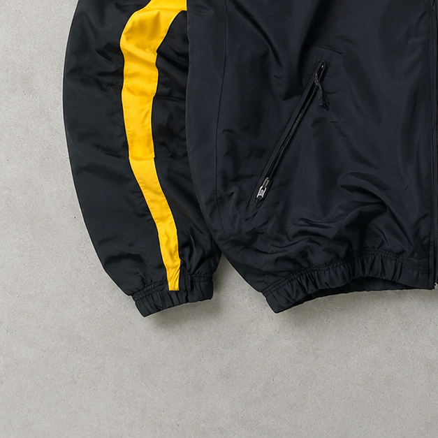 Y2K Ralph Lauren Fleece Jacket Schwarz, Gelb Rare Stitched Logo (XL)