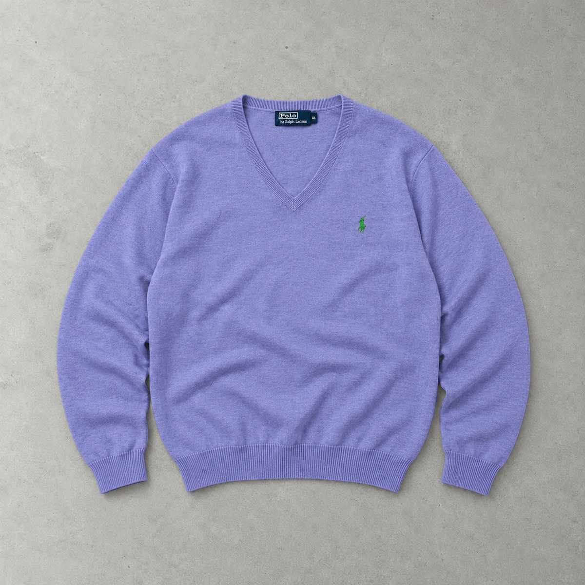 Ralph Lauren V-Neck Sweater Flieder, Lila Rare (XL) Stitched Logo