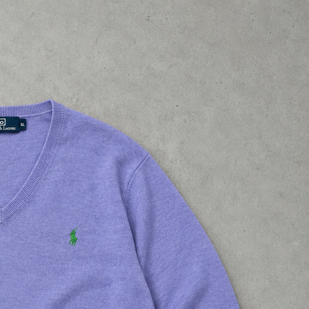 Ralph Lauren V-Neck Sweater Flieder, Lila Rare (XL) Stitched Logo