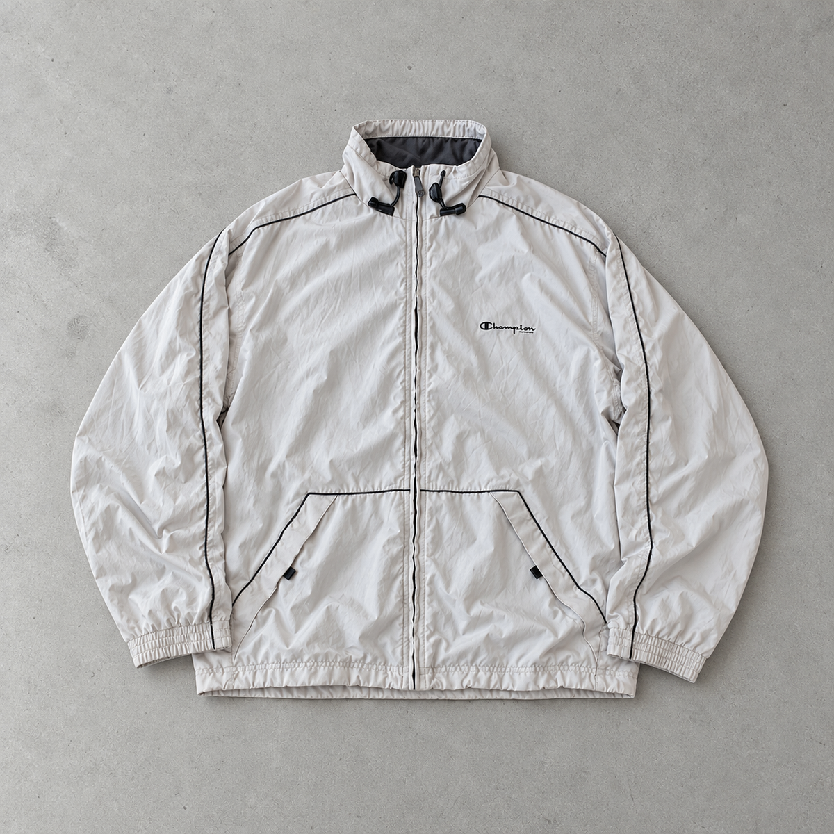 90s Champion Windbreaker Weiß, Grau Limited (XL)
