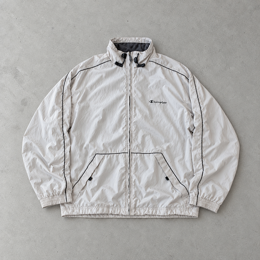 90s Champion Windbreaker Weiß, Grau Limited (XL)
