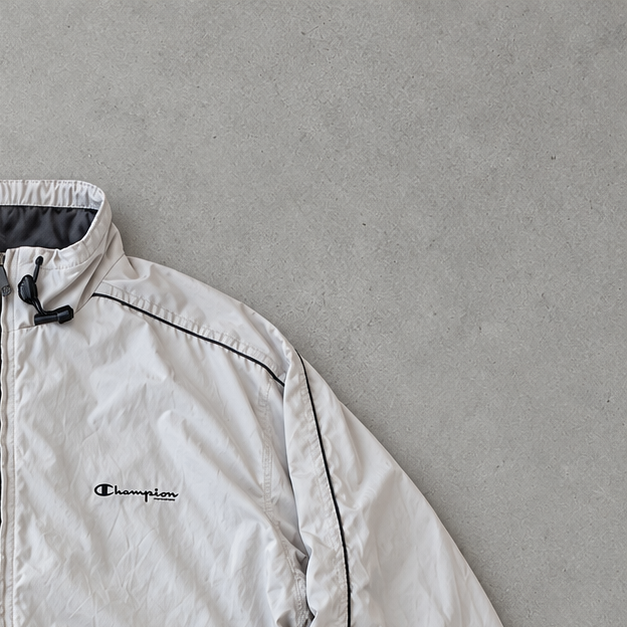 90s Champion Windbreaker Weiß, Grau Limited (XL)