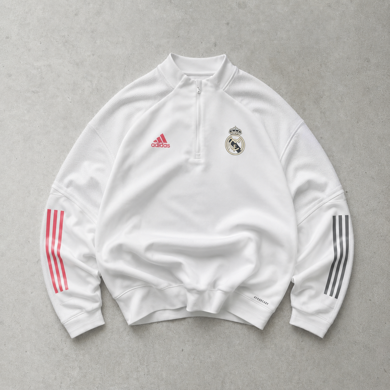 Real Madrid Adidas Sweater Weiß, Pink Limited (L) Stitched Logo