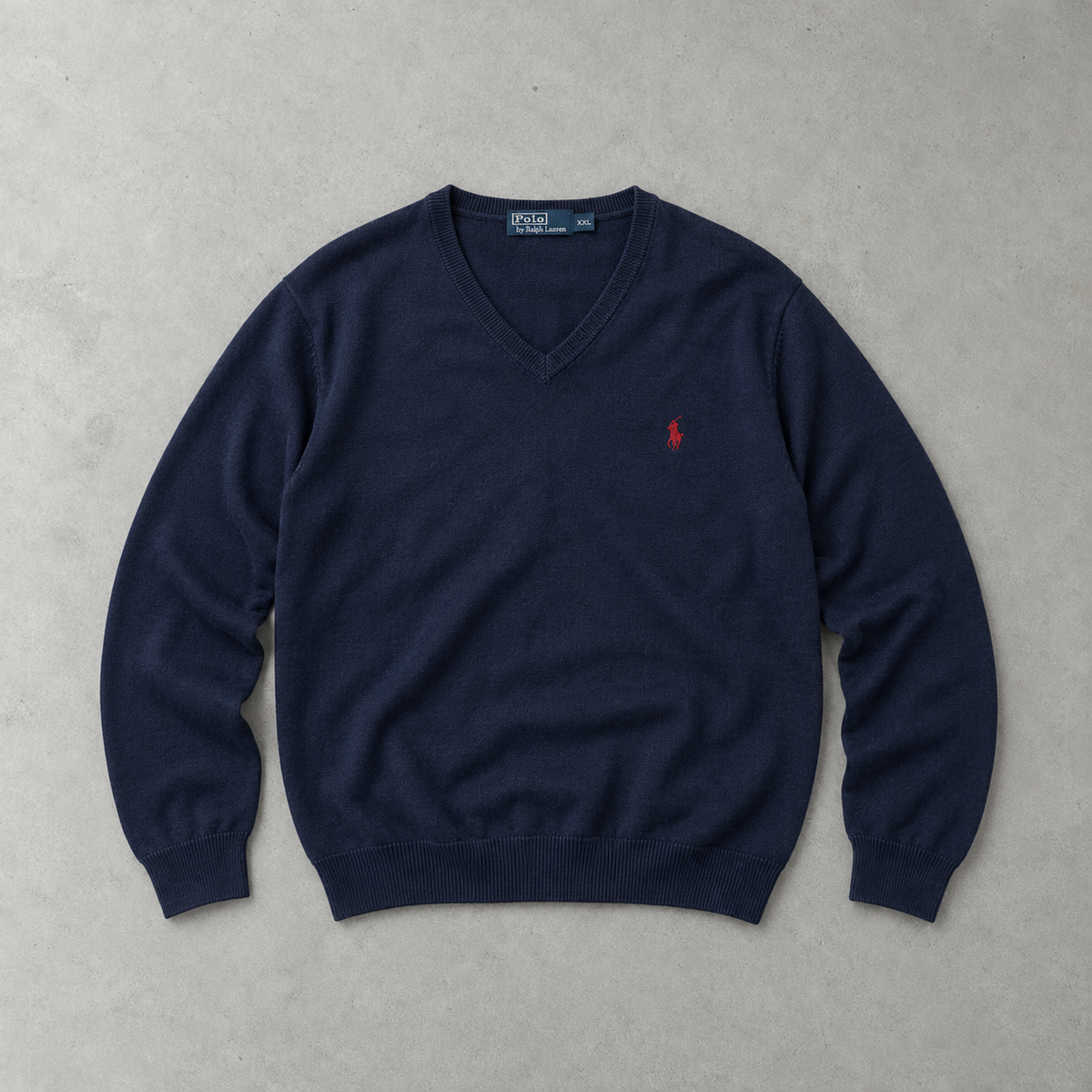 Y2K Ralph Lauren V-Neck Sweater Marineblau Limited (XXL)