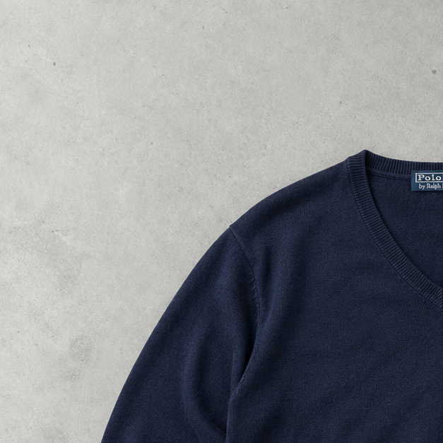 Y2K Ralph Lauren V-Neck Sweater Marineblau Limited (XXL)