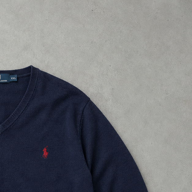 Y2K Ralph Lauren V-Neck Sweater Marineblau Limited (XXL)