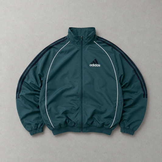 Y2K Adidas Track Jacket Marineblau Rare Stitched Logo (Size L)