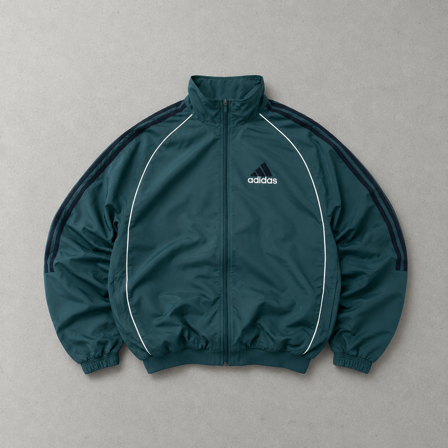 Y2K Adidas Track Jacket Marineblau Rare Stitched Logo (Size L)