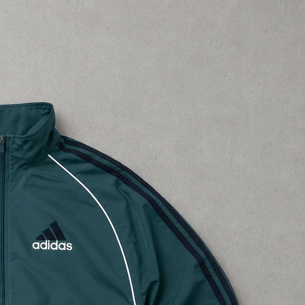 Y2K Adidas Track Jacket Marineblau Rare Stitched Logo (Size L)