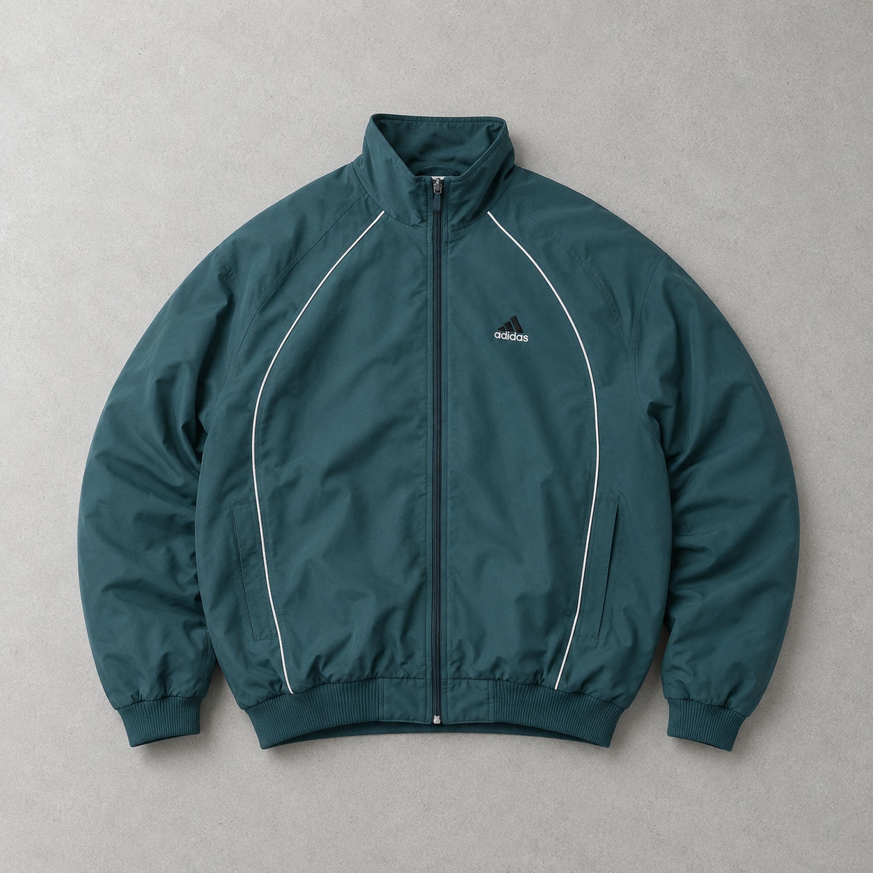 Y2K Adidas Track Jacket Marineblau Rare Stitched Logo (Size L)