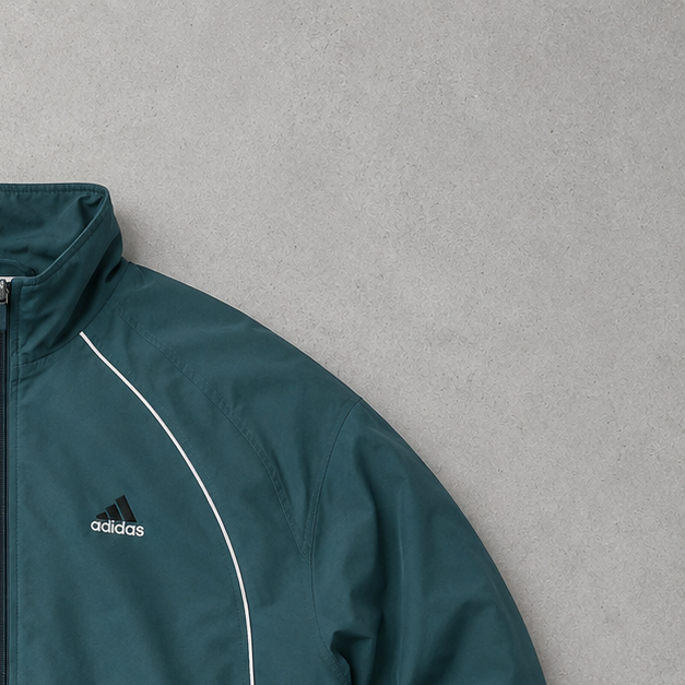 Y2K Adidas Track Jacket Marineblau Rare Stitched Logo (Size L)