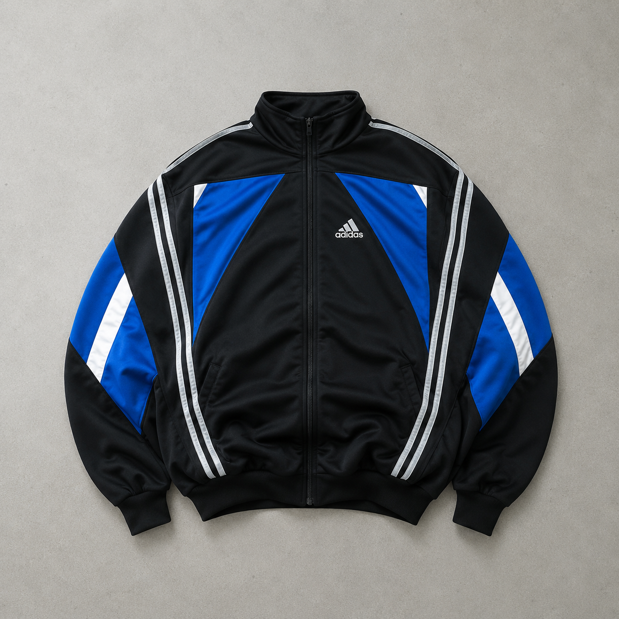 Y2K Adidas Sweater Schwarz, Blau Limited (XL) Stitched Logo
