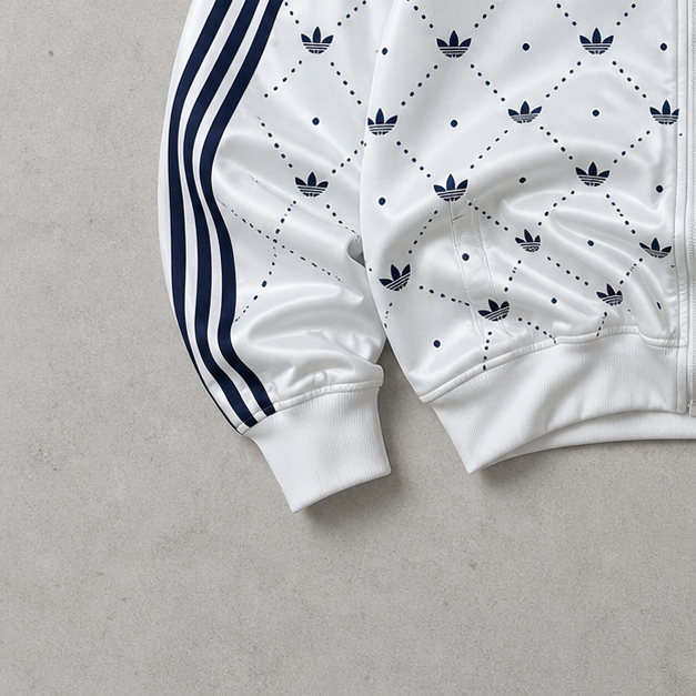 France Football Y2K Adidas Vest Weiß, Marineblau Rare (XL) Stitched Logo