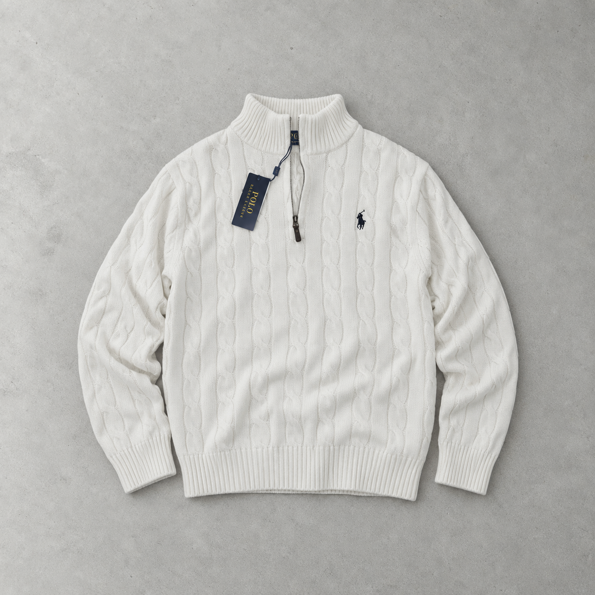 Ralph Lauren Sweater Weiß Stitched Logo Rare (L)