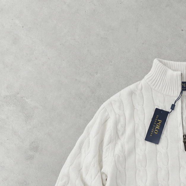 Ralph Lauren Sweater Weiß Stitched Logo Rare (L)