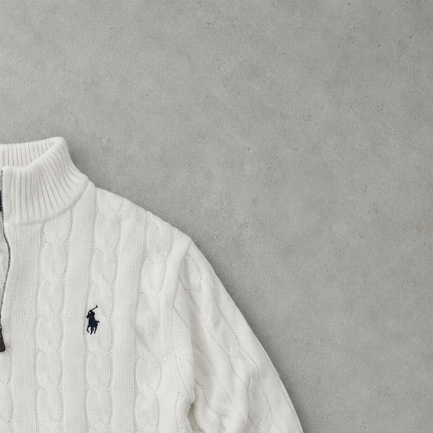 Ralph Lauren Sweater Weiß Stitched Logo Rare (L)